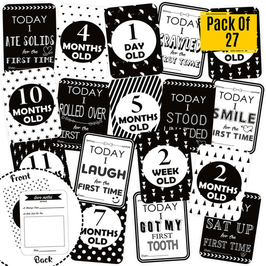 Syga Paper Baby Milestone Multicolour Cards for 0 to 1 Year Old Baby- Set of 27