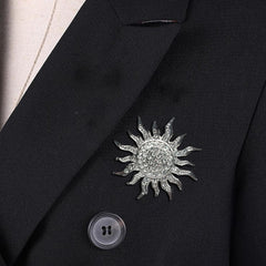 SYGA Men's Suit Chest Brooch Fashionable Rhinestone Decoration Diamond Clothing Accessories(Silver)