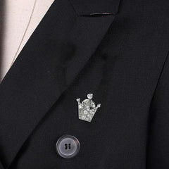 SYGA Men's Suit Chest Brooch Fashionable Gemstone Decoration Diamond Clothing Accessories(Silver Crown)