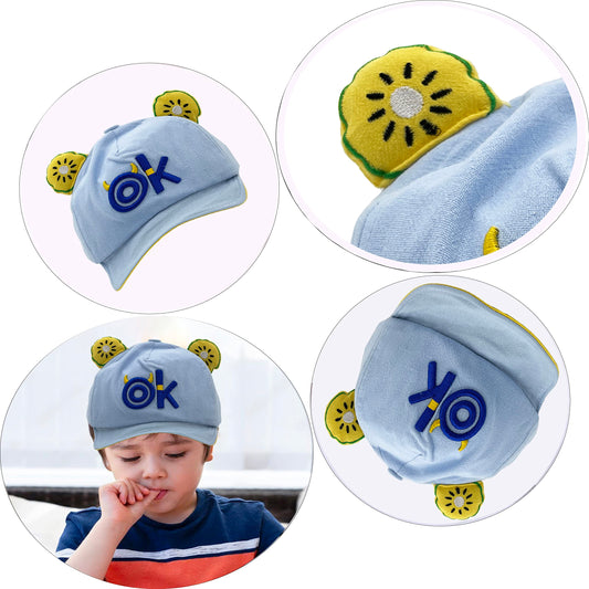 SYGA Cotton Baby Cap Fruit Design Ear Flap Baseball Printed Cap for 6 Months to 3 Year Baby Boys and Girls - Beige