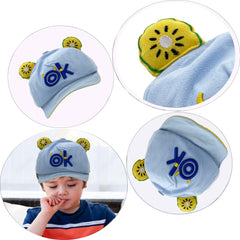 SYGA Cotton Baby Cap Fruit Design Ear Flap Baseball Printed Cap for 6 Months to 3 Year Baby Boys and Girls - Beige