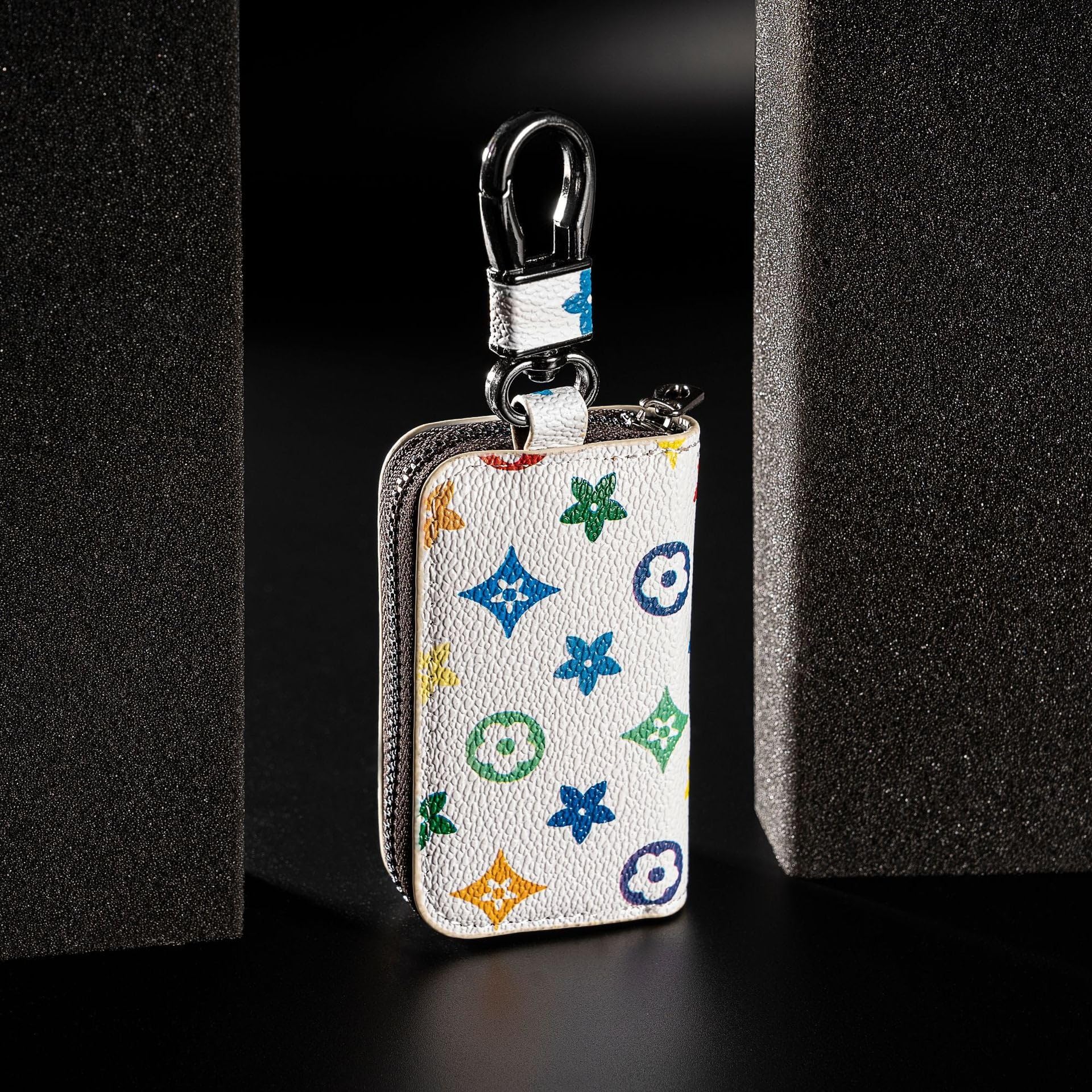 SYGA Leather Car Key Modern Bag Creative Style Car Zipper Fashion Protective Case For Men And Women(Star-White-Style-6)