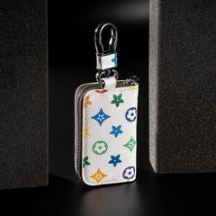 SYGA Leather Car Key Modern Bag Creative Style Car Zipper Fashion Protective Case For Men And Women(Star-White-Style-6)