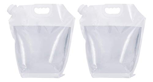 Syga 5 Liters Portable Collapsible Water Storage Tank Water Container Water Carrier Lifting Bag Camping Hiking Survival Kit Tool-White, Pack of 2