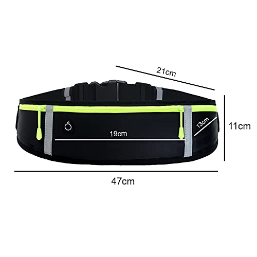 SYGA Running Waist Belt for Women & Men Sweat Rainproof Phone Holder with Adjustable Strap & 3 Pockets Headphone Hole WaistBag for All Kind of Phone-Sports, Yoga, Workout & Outdoor Activities- Black