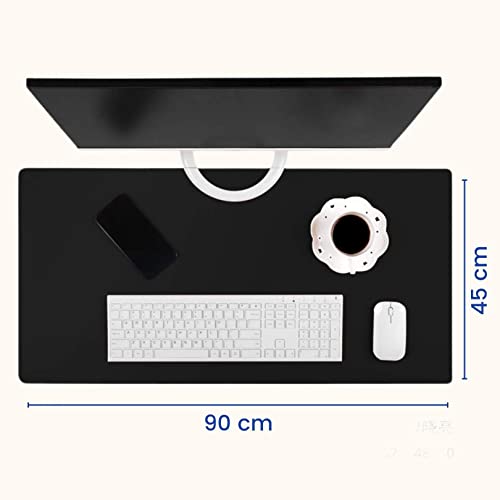 SYGA Desk Pad Protector Waterproof PU Desk Mat Blotters on Desktop Laptop Computer Gaming Keyboard Mouse Pad Non-Slip Desk Writing Mat Cover for Office & Home 90CM * 45CM Black & Black