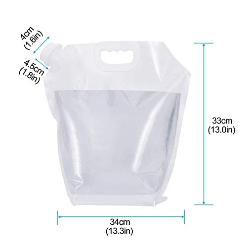 Syga 5 Liters Portable Collapsible Water Storage Tank Water Container Water Carrier Lifting Bag Camping Hiking Survival Kit Tool-White, Pack of 2