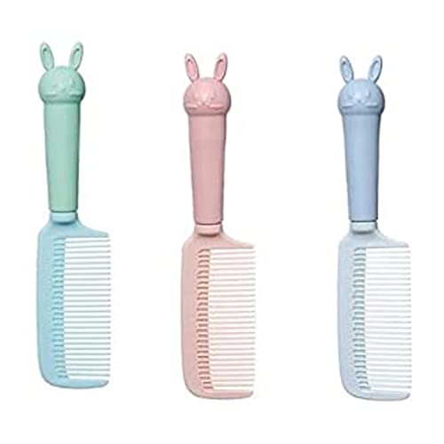 SYGA 3 Pcs Baby Hair Comb Cartoon Plastic Portable Hair Comb for Kids Girl Women Anti-static Head Massager Comb (Rabbit Style)