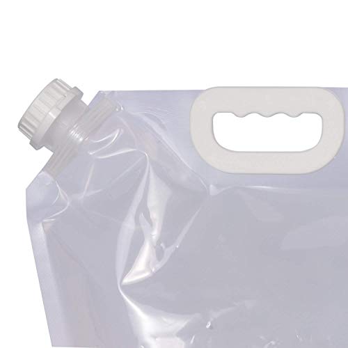 Syga 5 Liters Portable Collapsible Water Storage Tank Water Container Water Carrier Lifting Bag Camping Hiking Survival Kit Tool-White, Pack of 2