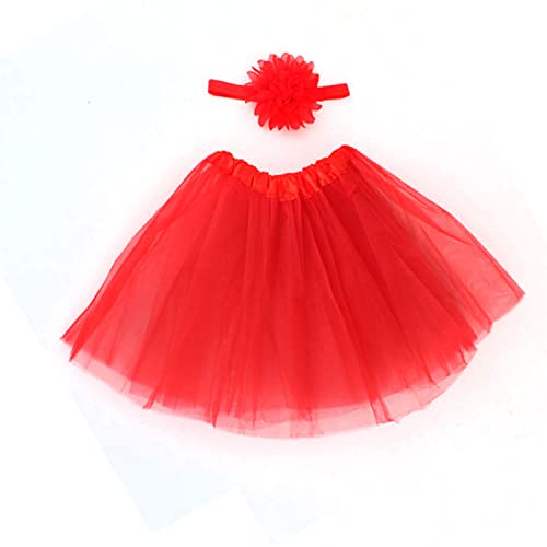 SYGA New Born Baby Girl Photography Tutu Skirt With Flower Headband Baby Girl Shower Suit - Red