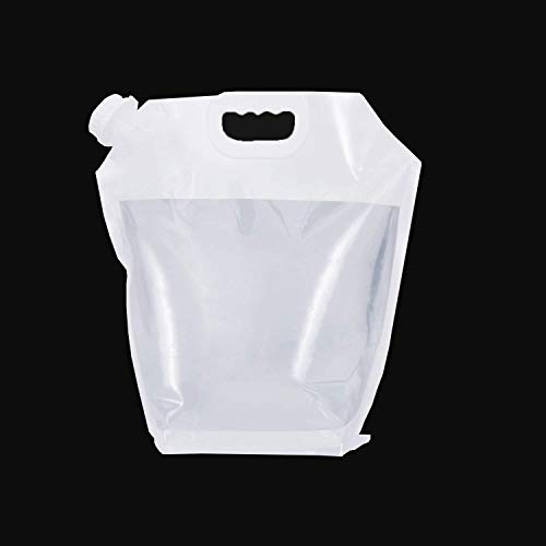 Syga 5 Liters Portable Collapsible Water Storage Tank Water Container Water Carrier Lifting Bag Camping Hiking Survival Kit Tool-White, Pack of 2