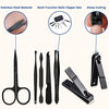 SYGA Black Nail Clippers Nail Cutter Scissors Beauty Nail Tool Manicure Set with Leather Case - Set of 7