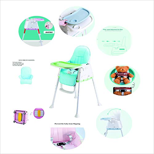 SYGA High Chair for Baby Kids,Safety Toddler Feeding Booster Seat Dining Table Chair with Wheel and Cushion(Green)