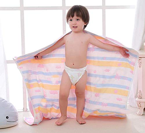 SYGA 110 cm Baby Swaddle Blankets 6 Layer Muslin Swaddle Wrap 100% Cotton Stroller Cover Receiving Blankets_CrownPink