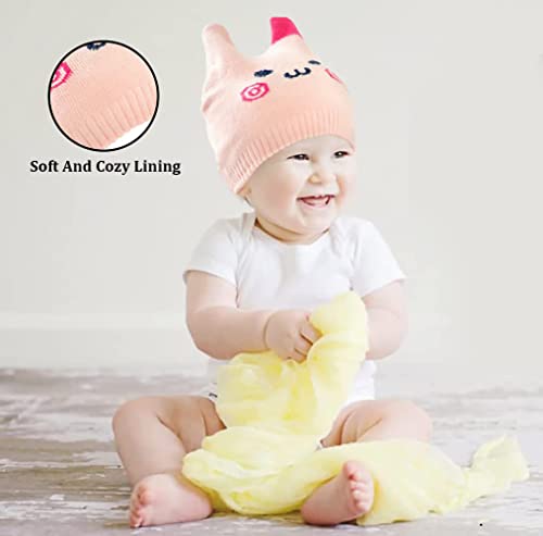 SYGA 1 Piece Autumn Winter Cotton Knitted Baby Wool Cap for Newborn Baby Boys and Girls_Pink, Size:40 * 52 cm