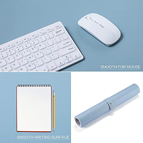 SYGA Desk Pad Protector Waterproof PU Desk Mat Blotters on Desktop Laptop Computer Gaming Keyboard Mouse Pad Non-Slip Desk Writing Mat Cover for Office & Home 90CM * 45CM Blue & Silver