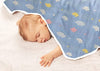 SYGA 110 cm Baby Swaddle Blankets 6 Layer Muslin Swaddle Wrap 100% Cotton Stroller Cover Receiving Blankets_BlueCloud