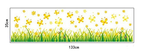 SYGA Green Grass Yello Butterfly Decals Design Wall Stickers A_MYSS