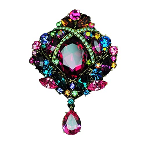 SYGA Women's Rhinestone Brooch Gorgeous Luxury Flower Colorful Crystal Brooch Teardrop Necklace Brooch Pin - WaterDrop