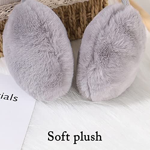 SYGA Winter Earmuffs Fashion Faux Fur Ear Warmer Soft Warm Windproof Earmuffs for Kids, Women and Men for Outdoor Activities, School College Office Morning Walk- Light Gray