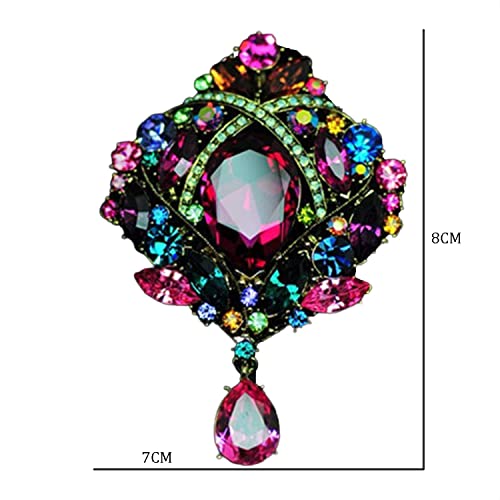 SYGA Women's Rhinestone Brooch Gorgeous Luxury Flower Colorful Crystal Brooch Teardrop Necklace Brooch Pin - WaterDrop