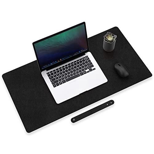 SYGA Desk Pad Protector Waterproof PU Desk Mat Blotters on Desktop Laptop Computer Gaming Keyboard Mouse Pad Non-Slip Desk Writing Mat Cover for Office & Home 90CM * 45CM Black & Black