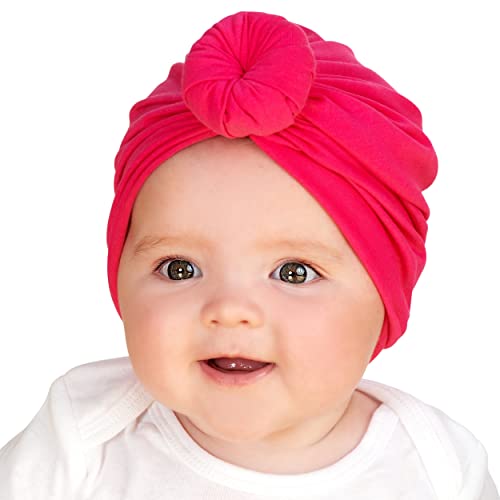 SYGA 1 Piece Cotton Hat BunTurban Infant Photography Props_DarkPink