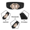 SYGA Women Cinch Belt, PU Leather Stretchy Waist Belt with Pearl Studded Metal Buckle, Retro Style - Black