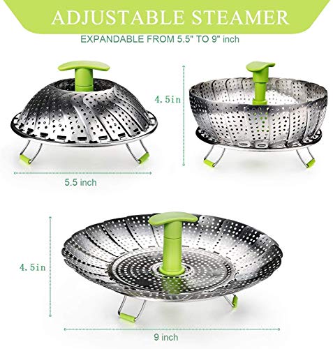 Steamer Basket, Stainless Steel Veggie Steamer Basket, Folding Expandable  Steamers to Fits Various Size Pot(5.5 to 9)