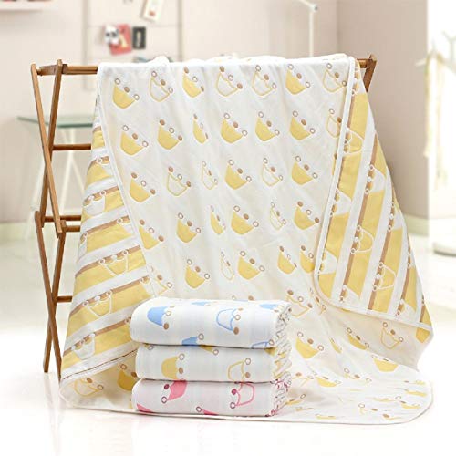 SYGA 110 cm Baby Swaddle Blankets 6 Layer Muslin Swaddle Wrap 100% Cotton Stroller Cover Receiving Blankets_CrownYellow