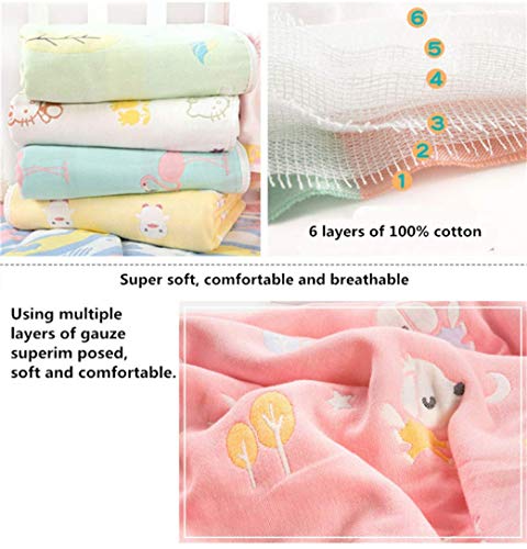 SYGA 110 cm Baby Swaddle Blankets 6 Layer Muslin Swaddle Wrap 100% Cotton Stroller Cover Receiving Blankets_CrownPink