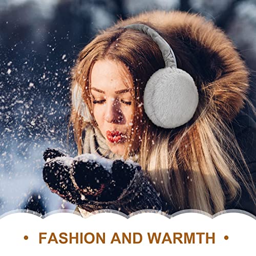 SYGA Winter Earmuffs Fashion Faux Fur Ear Warmer Soft Warm Windproof Earmuffs for Kids, Women and Men for Outdoor Activities, School College Office Morning Walk- Light Gray