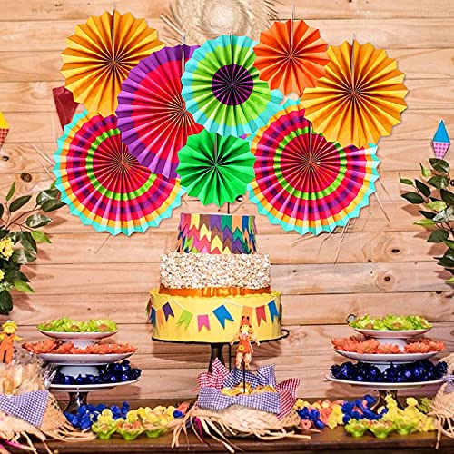 SYGA 6pcs/Set Round Wheel Colorful Paper Fans for Home&Party,Event Decoration.